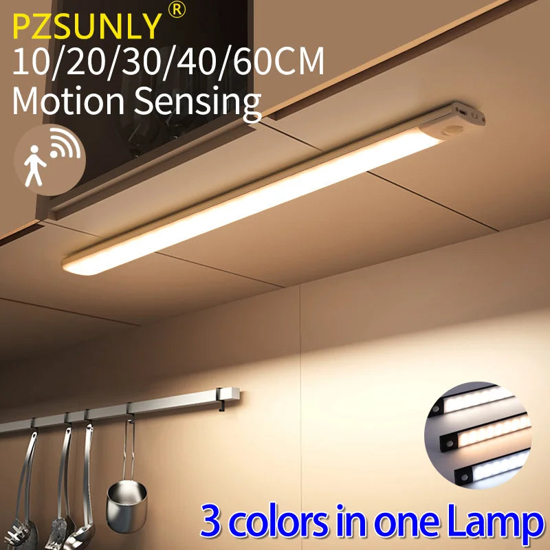 Cabinet Light USB Rechargeable Motion Sensor Led Three Colors In One Lamp