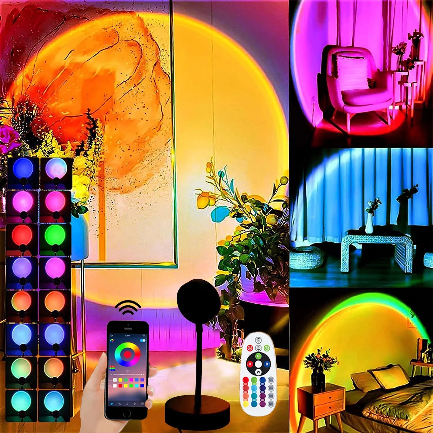 RGB Sunset Lamp Sunset Projection Lamp Projector Night Light APP Remote Led Lights For Bedroom Decoration Photography Gifts